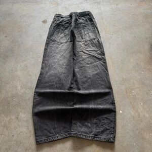 Baggy Black Grey Wide Leg Qruel Southpole Styl Y2K Skater Vintage Jeans 38x32